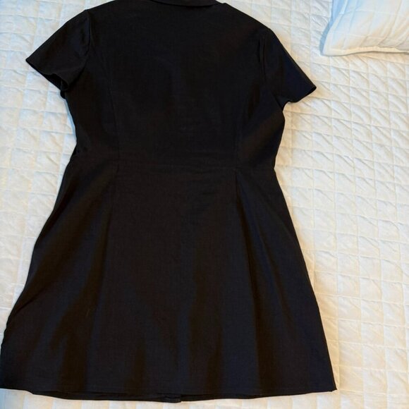 New Theory Black Linen Button Front Dress Linen Size 14 L NWT - Picture 5 of 8